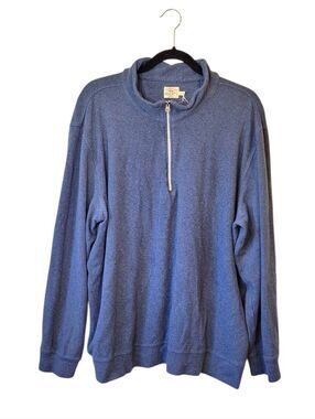 Faherty Blue Textured Knit Men's Quarter-Zip Pullover Sweater Size XXL